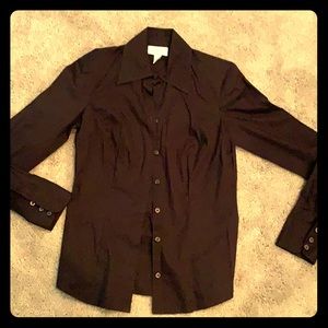 Ann Taylor size 0 dark brown button down shirt